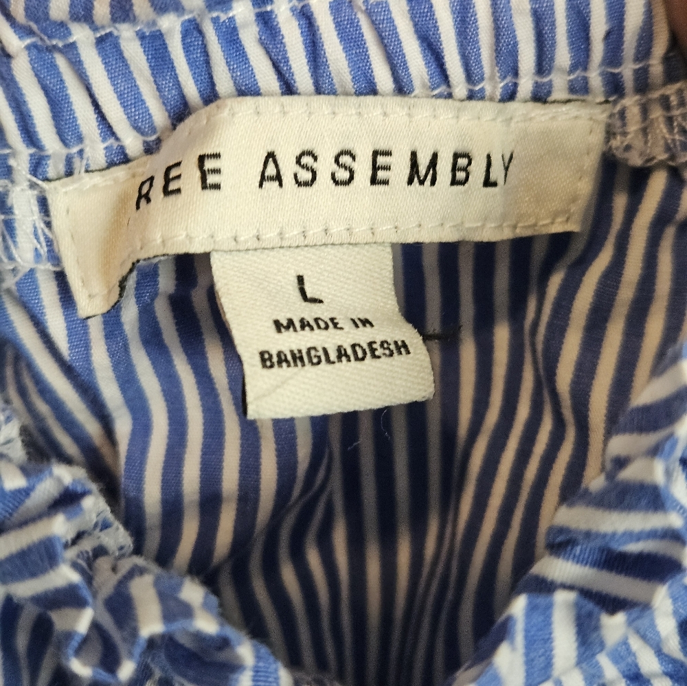 Free Asembley Blue and White Stripped Dress 100% Rayon Size Large. - Picture 4 of 16
